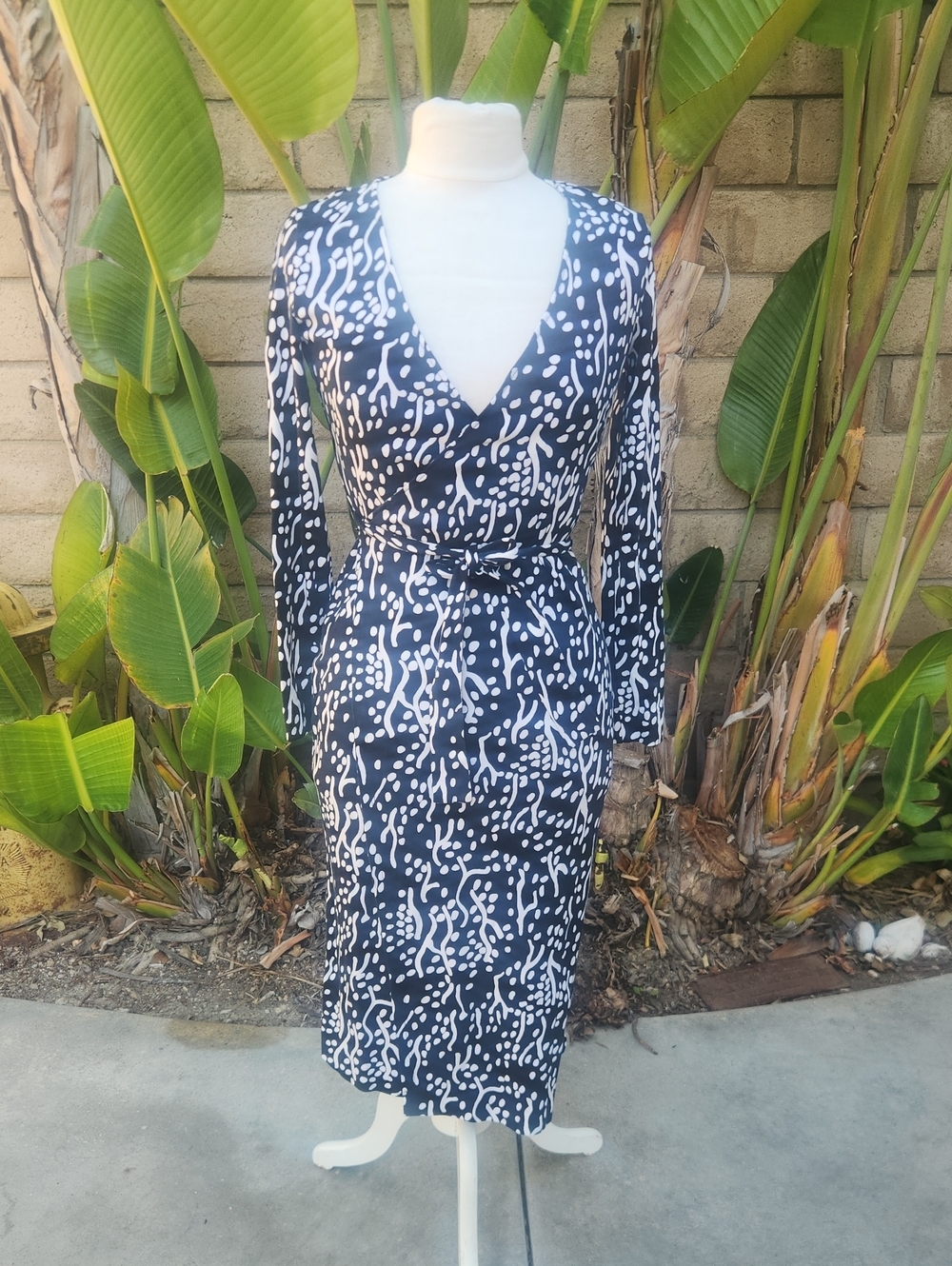 DVF for Target Sea Spots Black White Wrap Midi Dress XS